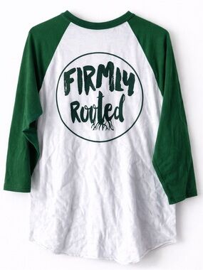 Augusta Sportswear Graphic Baseball Tee Medium Raglan 3/4 Sleeve Green White